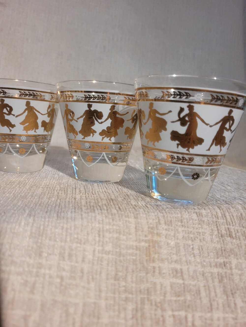 Vintage Mid-Century Modern Aldon "Grecian Goddess" Barware Glass Lot Mixed 7 Qty